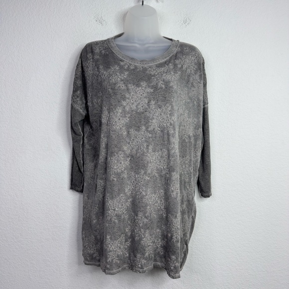 Johnny Was Tops - Pete & Greta Johnny Was Shirt Women XS Gray Floral Linen Embroidered Grunge Boho